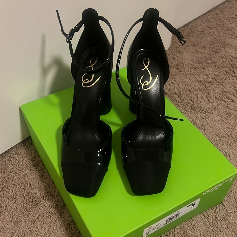 Sam Edelman Black Platform Lace-Up Heels